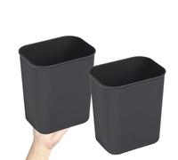 KONTONTY 2 Piezas Papelera Cuadrada de Plástico Negro 8l, Diseño Simple | Cubos Reciclaje, Formato Rectangular Compacto, para Oficina, Estudiantes, Cocina y Baño, Uso Ligero
