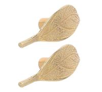 KONTONTY 2 Piezas Pomos de Armario de Latón Macizo en Forma de Hoja, 2 Unidades, Color Natural, Tiradores Decorativos para Muebles de Cocina y Tocador, Herrajes Resistentes y Fáciles de