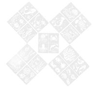 KONTONTY 20 Hojas Plantillas de Cuadradas con Motivos de Marinas Reutilizables Lavables y Prácticas para Decoración y Manualidades