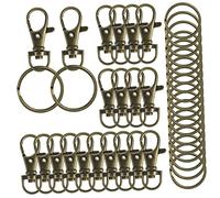 KONTONTY 20 juegos Llaveros con Anillas Redondas y Broches Giratorios de Langosta de Aleación de Zinc Pequeños Aros para Organizar Llaves con Diseño Rotatorio para Coche Casa y Oficina