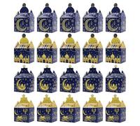 KONTONTY 20 Piezas Cajas de Obsequio para Ramadán 20 Piezas con Asa Caja de Dulces de Cartón Reciclado con Diseño de Luna y Castillo Adecuado para Fiestas Eid Mubarak