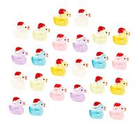 KONTONTY 30 Piezas Muñeca de patito navideño pato en miniatura toppers de pastel de pato pequeño pato estatuilla de mini pato juguetes que brillan en la oscuridad patos pequeños resina