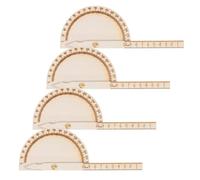 KONTONTY 4 Piezas Herramientas de producción tecnológica regla de ángulo horizontal pequeño transportador regla cuadrada de carpintería transportador geométrico Madera Beige