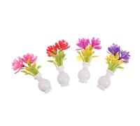 KONTONTY 4 Piezas Miniature Dollhouse Mini Fake Flowers with Vase Realistic Tiny Potted Faux Flower Decorations For Fairy Gardens and Craft Scenes