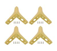 KONTONTY 4 Piezas Patas Metálicas para Muebles 10 CM Doradas Base Triangular y Tornillos, Patas de Repuesto para Sofá, Mesa, Armario y Tocador, Soporte Resistente y Diseño Moderno para