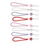 KONTONTY 8 piezas Correa de Mano para Móvil de Piel Trenzada con Diseño de Flor de Ciruelo y Brillo de Decorativa y Antideslizante Resistente y Ligera para Mujeres y Niñas