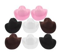 KONTONTY 8 Piezas Mini Sombreros Vaquera EVA Accesorios Western para Muñecas Decoración Fiesta Cumpleaños Infantil Topper para Cupcakes Colores Surtidos Blanco Negro Marrón Oscuro Rosa