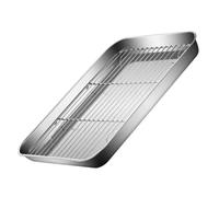 KONTONTY Bandeja para Hornear de Acero Inoxidable Rejilla, Rectangular | Plata, Fondo Plano y Esquinas Redondeadas, Uso en Panadería y Preparación de Comidas, sin Rebabas