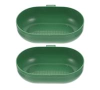 KONTONTY Bañera de Gancho para Pájaros en Plástico Verde, Paquete de 2, Uso Seguro, para Jaulas de Redes y Baño de Love Birds
