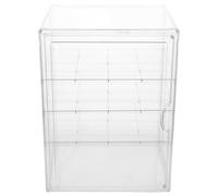 KONTONTY Caja de postre transparente con 4 niveles y estantes ajustables en material PET, desmontable, para protección y exposición de cupcakes y cakes en ambientes de panadería