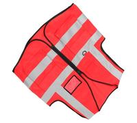 KONTONTY Chaleco Reflectante Para Hombre 3 Bolsillos Tejido De Punto Color Rojo Para Tráfico Y Actividades De Emergencia