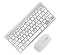KONTONTY Combo de Teclado y Ratón Inalámbricos Teclado Multimedia y Respuesta Rápida, Material Abs Color Plata, 78 Teclas, Receptor USB para Uso Diario y Viajes de Negocios