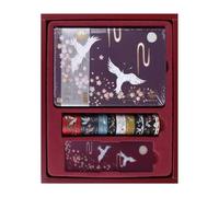 KONTONTY Cuaderno Vintage de Escritura 10 Tipos de Cinta de Papel, Tamaño Mediano, Diseño Chino en Color Rojo Oscuro, Diario Práctico y Delicado para Oficina y Obsequio Especial