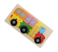 KONTONTY Divertido Bloque de Rompecabezas Puzzles Infantiles Toys Juguetes de Rompecabezas de Rompecabezas de Formas Rompecabezas de Forma de autobús Rompecabezas de Madera