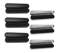 KONTONTY Estuche Metálico Rectangular para Lápices y Bolígrafos, Pack De 6 Unidades Plateado y Negro Revestimiento Interior, Rígido y Compacto para Estudiantes y Maestros, Uso Escolar y Oficina