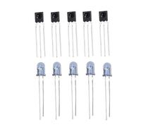 KONTONTY Juego de 5 Diodos Infrarrojos Hs0038b Tsal6200, Emisor y Receptor IR de 38 Khz, 30 Mm, Alcance 20 M para Extensores de Control Remoto, Electrónica, Ángulo 45°
