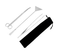 KONTONTY Kit de Herramientas para Limpieza y Aquascaping de Acuarios Acero Inoxidable Resistente con Pinzas Rectas y Curvas para Plantas Acuáticas Bolsa de Almacenamiento Incluida para de