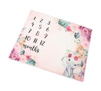 KONTONTY Manta para Ñiño de Franela 100x81 Cm Números del 1 al 12 para Fotografía de Recién Nacidos, Fondo Fotográfico Unisex Adecuado para Shower y Sesiones Mensuales