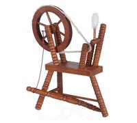 KONTONTY Mini Mueble Vintage de Juguete de Textiles para Casa de Muñecas de Rueca de Madera Juguete para Niñas