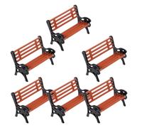 KONTONTY Mini Silla de Banco de Parque en Miniatura, Adorno de Casa, Sofá de Banco PP, Juego de 6, para Jardín Interior