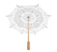 KONTONTY Paraguas de Encaje Blanco para Boda Hecho a Mano con Bordado Floral, Material de Algodón y Madera, Accesorio Esencial para Decoración y Fotografía Nupcial