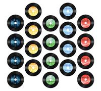 KONTONTY Pegatinas Decorativas Retro de Vinilo para Pared 20 Hojas Multicolor 5 Colores X 4 Unidades para Fiestas Temáticas Accesorios para Fotomatón Musical y Decoración de Eventos