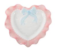 KONTONTY Plato de Postre de Cerámica Forma de Corazón para Aperitivos | Sushi y Bocados Pequeños, Prop para Fotografía de Comida, Estilo Romántico y Elegante