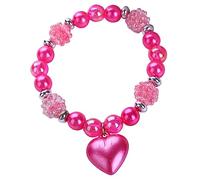 KONTONTY Pulsera De Corazón De Perla Para Niñas Pulsera De Cuentas Dijes Para Niñas Pequeñas