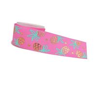 KONTONTY Rollo de Cinta de Grosgrain Rosa de 25 Mm Estampado de Piña, Poliéster No Descolorante y Fácil de Cortar, Adecuado para Lazos y Manualidades Hechas a Mano