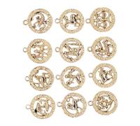 KONTONTY Símbolos del Zodiaco para DIY de Aleación Dorada Juego de 12 Colgantes Colgantes Duraderos y Creativos para Hacer Joyas Únicas