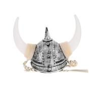 KONTONTY sombrero de cuerno de vikingo con Cuerna casco de disfraz de vikingo romano sombrero de cuerno de traje sombreros vikingos sombrero vikingo el plastico Silver