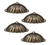KONTONTY Tiradores de Armario de Aleación Diseño de Concha Retro, Pomos Metálicos Pequeños para Cajones y Puertas de Cocina, Set de 4 Unidades para Decoración Vintage y Uso Doméstico