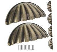 KONTONTY Tiradores Para Gabinetes De Cocina y Armarios, 6 Pomos Vintage En Aleación De Zinc Diseño Semicircular Inspirado En Conchas, Para Uso En Muebles y Tocadores