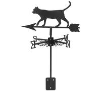 KONTONTY Veleta de Gato Exterior Viento Luces de Paso al Aire Decoraciones de cercas decoración Jardin decoración jardín veletas para Patio Adorno de Paleta Acero Inoxidable Black