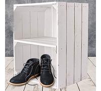 Kontorei® - Caja para fruta (también ideal para zapatos y CD, apilable, madera natural, color blanco