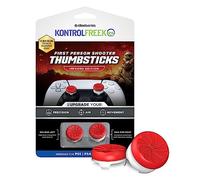 KontrolFr PS Freek Inferno para PlayStation 4, PS4 y PlayStation 5, Controlador PS5, palancas Pulgares de Rendimiento, 1 Altura Alta, 1 Altura Media, Rojo/Blanco