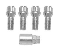 Konuooer 4X Juego de tornillos de rueda antirrobo compatibles con A1 A3 A4 A5 Golf Jetta Touran Seat Vivaro X3 X5 M14 x 1,5 28 mm con 1 llave