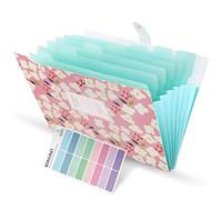 KONVINIT Carpeta de archivo desplegable A4 Tamaño de carta 8 bolsillos Organizador de documento de acordeón impreso floral con botón a presión Cubierta