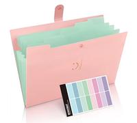 KONVINIT Carpeta de documentos Pocket A4 Organizador, Expansión de archivos con 5 compartimentos Organizer impermeable,cubierta rosada