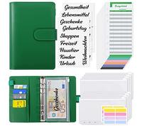 KONVINIT Carpeta Presupuestaria A6,Carpeta de Cuaderno 6 hoyos Anillas con 12 Bolsillos Transparentes,12 Hoja de Presupuesto,Libreta para Ahorrar dinero,Carpeta Ahorro Diner