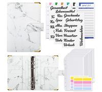 KONVINIT Carpeta Presupuestaria A6,Carpeta de Cuaderno 6 hoyos Anillas con 8 Bolsillos Transparentes,12 Hoja de Presupuesto,Libreta para Ahorrar dinero,Carpeta Ahorro Dinero