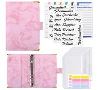 KONVINIT Carpeta Presupuestaria A6,Carpeta de Cuaderno 6 hoyos Anillas con 8 Bolsillos Transparentes,12 Hoja de Presupuesto,Libreta para Ahorrar dinero,Carpeta Ahorro Dinero