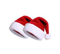 KONVINIT Gorro Navidad Gorro de Papá Noel Rojo Gorro de Navidad para Adultos Gorro de Navidad de Felpa Cálido Sombrero de Santa Gorro de Navidad, 2 Paquete