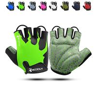 KONVINIT Guantes de Bicicleta Medio Dedo SBR Acolchado Absorción de Impactos Adecuado para Todos Los Deportes Verde S