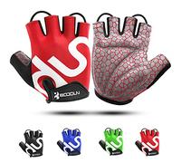KONVINIT Guantes de Bicicleta Medio Dedo SBR Acolchado Absorción de Impactos Adecuado para Todos Los Deportes Rojo M
