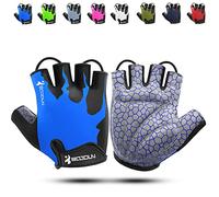KONVINIT Guantes de Bicicleta Medio Dedo SBR Acolchado Absorción de Impactos Adecuado para Todos Los Deportes Azul S