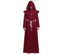 KONVINIT Medieval Fraile Túnica Disfraz Monje con Capucha Disfraces de Monje Sacerdote Disfraz de Monje Hombre para Halloween Disfraz Cosplay