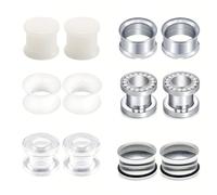 Konxi 6 Pcs Tapones Túnel Silicona/Acero inoxidable/Acrílico Tapones Estiradores de Oído de Carne Silicona Flexible Oído Túneles Tapones Túneles De Acero Inoxidable para Oídos (8mm)