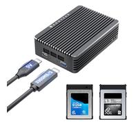 KONYEAD Lector de tarjetas USB 4 CFexpress 4.0 tipo B, ventilador silencioso integrado, refrigeración activa, carcasa de aluminio, diseñado para Mac M1/M2/M3, compatible con Thunderbolt4/USB4,