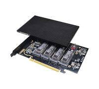 KONYEAD Tarjeta de expansión pcie4.0 x16 a m.2 m-Key nvme x 4 ssd con disipador de Calor, soporta 4 NVMe M.2 2280 hasta 256Gbps, Tarjeta adaptadora M2 2280 sin Controlador. Requiere bifurcación..